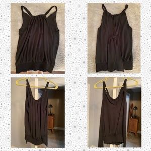 Black Smocked Waist Halter Top (S)